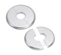 PATIKIL Wall Split Flange 0.93" (23.5mm),2 Pcs ABS Round Self-Adhesive Escutcheon Plate Buckles Water Pipe Covers for Kitchen Bathroom Arm Pipe Faucet Decoration, Silver