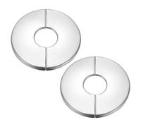PATIKIL Wall Split Flange 1.1" (28mm),2 Pcs Stainless Steel Round Self-Adhesive Escutcheon Plate Plumbing Wall Cover for Kitchen Bathroom Arm Pipe Faucet Decoration, Silver