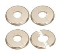 PATIKIL Wall Split Flange 1.1"/28mm, 4Pcs ABS Round Self-Adhesive Escutcheon Plate Cover Buckle for Water Pipe Faucet Decoration, Gold