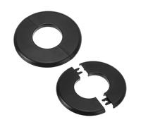 PATIKIL Wall Split Flange 1.73" (44mm),2 Pcs ABS Round Self-Adhesive Escutcheon Plate Buckles Water Pipe Cover for Kitchen Bathroom Arm Pipe Faucet Decoration, Black
