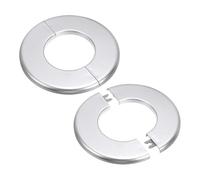 PATIKIL Wall Split Flange 2.52" (64mm),2 Pcs ABS Round Self-Adhesive Escutcheon Plate Buckles Water Pipe Cover for Kitchen Bathroom Arm Pipe Faucet Decoration, Silver