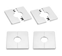 PATIKIL Wall Split Flange 86mm / 3.4" OD, 4 Pcs Square Escutcheon Plate Cover PPR Plumbing Cover Plates with Self-Adhesive Tape for 27mm / 1.1" Dia Water Pipe Faucet, Silver