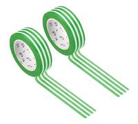 PATIKIL Washi Tape 0.59 Inch x 10.93 Yards, 2 Roll Self Adhesive Horizontal Stripes Pattern Masking Sticker for DIY Art Craft Wrapping Decoration, Green
