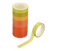 PATIKIL Washi Tape Set, 8 Rolls 300cm x 1.5cm/1cm Wide Solid Color Masking Tapes Plaid Grid Decorative Label for DIY Crafts Journaling Scrapbook Supplies Gift Wrap, Yellow