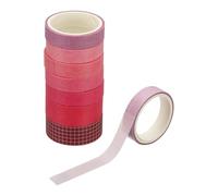 PATIKIL Washi Tape Set, 8 Rolls 300cm x 1.5cm/1cm Wide Solid Color Masking Tapes Plaid Grid Decorative Label for DIY Crafts Journaling Scrapbook Supplies Gift Wrap, Rose Red