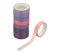 PATIKIL Washi Tape Set, 8 Rolls 300cm x 1.5cm/1cm Wide Solid Color Masking Tapes Plaid Grid Decorative Label for DIY Crafts Journaling Scrapbook Supplies Gift Wrap, Purple