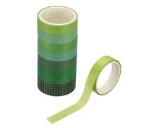 PATIKIL Washi Tape Set, 8 Rolls 300cm x 1.5cm/1cm Wide Solid Color Masking Tapes Plaid Grid Decorative Label for DIY Crafts Journaling Scrapbook Supplies Gift Wrap, Forest Green