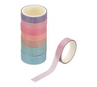 PATIKIL Washi Tape Set, 8 Rolls 300cm x 1.5cm/1cm Wide Solid Color Masking Tapes Plaid Grid Decorative Label for DIY Crafts Journaling Scrapbook Supplies Gift Wrap, Colorful