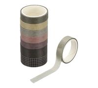 PATIKIL Washi Tape Set, 8 Rolls 300cm x 1.5cm/1cm Wide Solid Color Masking Tapes Plaid Grid Decorative Label for DIY Crafts Journaling Scrapbook Supplies Gift Wrap, Gray
