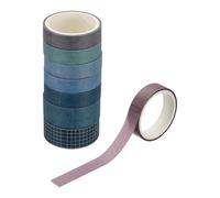 PATIKIL Washi Tape Set, 8 Rolls 300cm x 1.5cm/1cm Wide Solid Color Masking Tapes Plaid Grid Decorative Label for DIY Crafts Journaling Scrapbook Supplies Gift Wrap, Purple-Blue