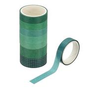 PATIKIL Washi Tape Set, 8 Rolls 300cm x 1.5cm/1cm Wide Solid Color Masking Tapes Plaid Grid Decorative Label for DIY Crafts Journaling Scrapbook Supplies Gift Wrap, Ocean Blue