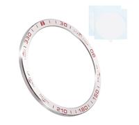 PATIKIL Watch Bezel 47mm, Stainless Steel Watch Bezel Ring Adhesive Anti Scratch Bumper Cover Wristwatch Loop Frame Protective Case for Garmin for Fenix 8 Amoled Display, Silver/Red