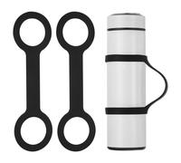 PATIKIL Water Bottle Carrier Grip, 2 Pcs Portable Soft Silicone Non-Slip Water Handle Grip Water Bottle Holder Strap for Outdoor Running Bike Gym Jogging Carrying, Black