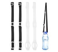 PATIKIL Water Bottle Lanyard, 4Pcs Adjustable Holder Shoulder Strap with White Ring Buckle Carrier Clips for Hiking Walking Outdoor, Black, White (2.5CM, 5CM)