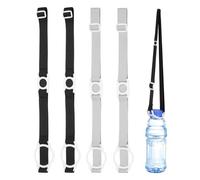 PATIKIL Water Bottle Lanyard, 4Pcs Adjustable Holder Shoulder Strap with White Ring Buckle Carrier Clips for Hiking Walking Outdoor, Black, Grey (2.5CM, 5CM)