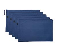 PATIKIL Waterproof Zipper File Bags, 5 Pack A4 Document Holders Pencil Pouch for Office, Navy Blue