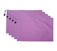 PATIKIL Waterproof Zipper File Bags, 5 Pack A4 Document Holders Pencil Pouch for Office, Purple