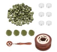 PATIKIL Wax Seal Kit, 150 Pcs Wax Sealing Beads, Wooden Warmer, Melted Spoon, 6 Pcs Tealight Candles for Envelope Letter Mailing Crafts DIY, Lapis Sapphire