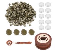 PATIKIL Wax Seal Kit, 300 Pcs Wax Sealing Beads, Wooden Warmer, Melted Spoon, 10 Pcs Tealight Candles for Envelope Letter Mailing Crafts DIY, Bronze