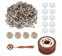 PATIKIL Wax Seal Kit, 300 Pcs Wax Sealing Beads, Wooden Warmer, Melted Spoon, 10 Pcs Tealight Candles for Envelope Letter Mailing Crafts DIY, Champagne Gold