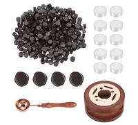PATIKIL Wax Seal Kit, 300 Pcs Wax Sealing Beads, Wooden Warmer, Melted Spoon, 10 Pcs Tealight Candles for Envelope Letter Mailing Crafts DIY, Coffee