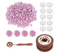 PATIKIL Wax Seal Kit, 300 Pcs Wax Sealing Beads, Wooden Warmer, Melted Spoon, 10 Pcs Tealight Candles for Envelope Letter Mailing Crafts DIY, Pink