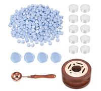 PATIKIL Wax Seal Kit, 300 Pcs Wax Sealing Beads, Wooden Warmer, Melted Spoon, 10 Pcs Tealight Candles for Envelope Letter Mailing Crafts DIY, Smoke Purple