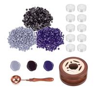 PATIKIL Wax Seal Kit, 300 Pcs Wax Sealing Beads, Wooden Warmer, Melted Spoon, 10 Pcs Tealight Candles for Envelope Letter Mailing Crafts DIY, Wisteria/Purple/Dark Purple