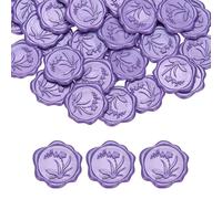 PATIKIL Wax Seal Stickers, 100 Pcs Envelope Seal Stickers, Self-Adhesive Wax Stamp Wedding Invitation Accessories for Wedding Party Birthday Gift Wrapping Anniversary, Light Purple