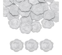 PATIKIL Wax Seal Stickers, 100 Pcs Envelope Seal Stickers, Self-Adhesive Wax Stamp Wedding Invitation Accessories for Wedding Party Birthday Gift Wrapping Anniversary, Bright Silver
