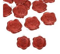 PATIKIL Wax Seal Stickers, 12 Pcs Embossed Self Adhesive Rose Sticker for Envelope Letter Wedding Invitation Card Birthday Party Gift Wrap, Red