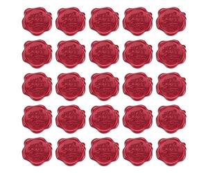 PATIKIL Wax Seal Stickers, 25 Pcs Embossed Self Adhesive Happy Birthday Sticker for Envelope Letter Wedding Invitation Birthday Party Gift Card, Red