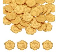 PATIKIL Wax Seal Stickers, 50 Pcs Envelope Seal Stickers, Self-Adhesive Wax Stamp Wedding Invitation Accessories for Wedding Party Birthday Gift Wrapping Anniversary, Golden Yellow