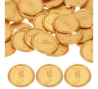 PATIKIL Wax Seal Stickers Gold Tone, 50pcs Envelope Sealing Adhesive Backing Letter Wax Seals for Wedding Invitation Gift Wrapping Party, Text J