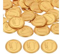PATIKIL Wax Seal Stickers Gold Tone, 50pcs Envelope Sealing Adhesive Backing Letter Wax Seals for Wedding Invitation Gift Wrapping Party, Text U