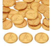PATIKIL Wax Seal Stickers Gold Tone, 50pcs Envelope Sealing Adhesive Backing Letter Wax Seals for Wedding Invitation Gift Wrapping Party, Text a