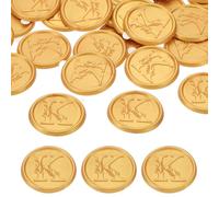 PATIKIL Wax Seal Stickers Gold Tone, 50pcs Envelope Sealing Adhesive Backing Letter Wax Seals for Wedding Invitation Gift Wrapping Party, Text K
