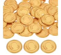 PATIKIL Wax Seal Stickers Gold Tone, 50pcs Envelope Sealing Adhesive Backing Letter Wax Seals for Wedding Invitation Gift Wrapping Party, Text O