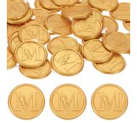 PATIKIL Wax Seal Stickers Gold Tone, 50pcs Envelope Sealing Adhesive Backing Letter Wax Seals for Wedding Invitation Gift Wrapping Party, Text M