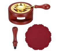 PATIKIL Wax Stamp Seal Kit Include Sealing Warmer, Melting Spoon, Silicone Pad, Stamp Handle, Retro Melt Stove Pot Furnace Tool for Envelope Letter Mailing Crafts DIY, Dark Red