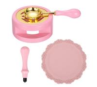 PATIKIL Wax Stamp Seal Kit Include Sealing Warmer, Melting Spoon, Silicone Pad, Stamp Handle, Retro Melt Stove Pot Furnace Tool for Envelope Letter Mailing Crafts DIY, Pink
