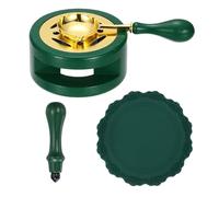 PATIKIL Wax Stamp Seal Kit Include Sealing Warmer, Melting Spoon, Silicone Pad, Stamp Handle, Retro Melt Stove Pot Furnace Tool for Envelope Letter Mailing Crafts DIY, Dark Green