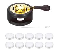 PATIKIL Wax Stamp Seal Kit, Wax Seal Kit Include Sealing Warmer, Melting Spoon, Candle, Flat Stick, Retro Melt Stove Pot Furnace Tool for Envelope Letter Mailing Crafts DIY, Brown