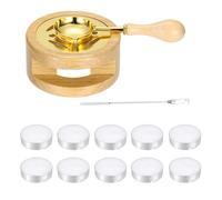 PATIKIL Wax Stamp Seal Kit, Wax Seal Kit Include Sealing Warmer, Melting Spoon, Candle, Flat Stick, Retro Melt Stove Pot Furnace Tool for Envelope Letter Mailing Crafts DIY, Wood Color