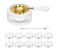 PATIKIL Wax Stamp Seal Kit, Wax Seal Kit Include Sealing Warmer, Melting Spoon, Candles, Stick, Retro Melt Stove Pot Furnace Tool for Envelope Letter Mailing Crafts DIY, White