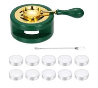 PATIKIL Wax Stamp Seal Kit, Wax Seal Kit Include Sealing Warmer, Melting Spoon, Candles, Stick, Retro Melt Stove Pot Furnace Tool for Envelope Letter Mailing Crafts DIY, Dark Green