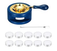 PATIKIL Wax Stamp Seal Kit, Wax Seal Kit Include Sealing Warmer, Melting Spoon, Candles, Stick, Retro Melt Stove Pot Furnace Tool for Envelope Letter Mailing Crafts DIY, Blue