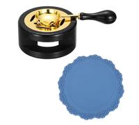 PATIKIL Wax Stamp Seal Kit, Wax Seal Kit Include Sealing Warmer, Melting Spoon, Silicone Pad, Retro Melt Stove Pot Furnace Tool for Envelope Letter Mailing Crafts DIY, Black/Sky Blue