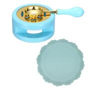 PATIKIL Wax Stamp Seal Kit, Wax Seal Kit Include Sealing Warmer, Melting Spoon, Silicone Pad, Retro Melt Stove Pot Furnace Tool for Envelope Letter Mailing Crafts DIY, Sky Blue/Cyan Blue