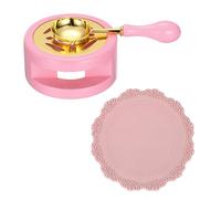 PATIKIL Wax Stamp Seal Kit, Wax Seal Kit Include Sealing Warmer, Melting Spoon, Silicone Pad, Retro Melt Stove Pot Furnace Tool for Envelope Letter Mailing Crafts DIY, Pink